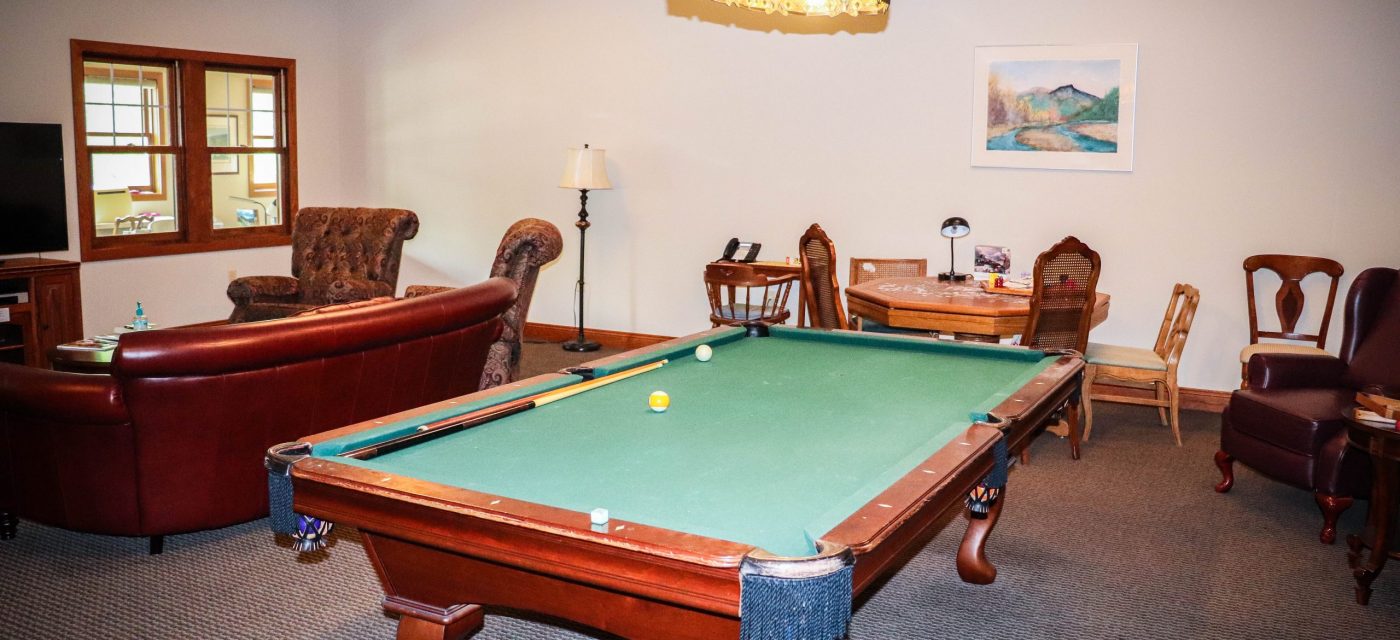 Pool table in game room
